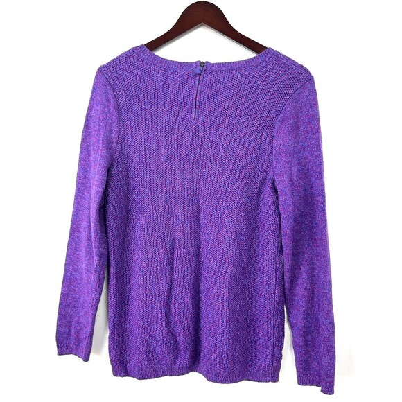 Talbots Deep Purple Pink Cable Knit Zip Back Sweater Cotton Soft Women XL 1127U - Picture 5 of 12
